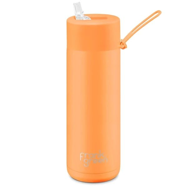 Frank Green Neon Orange Ceramic Reusable Bottle with Straw Lid 595mL (20oz) Carousel 1