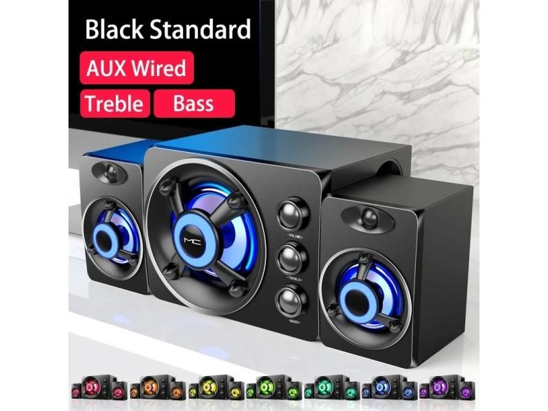 HIFI 3D Stereo Speakers Colorful LED Heavy Light AUX USB Wired Wireless Carousel 1
