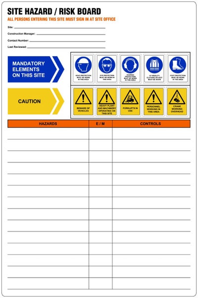 Hazard board for construction site temporary fencing-panels 600x800mm EM137 Carousel 1
