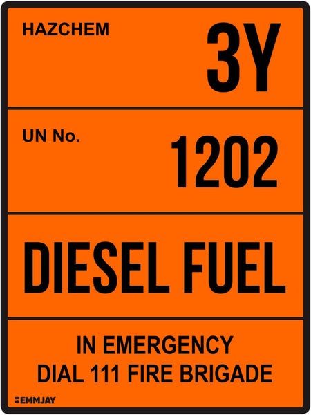 518 EMMJAY- HAZCHEM 3Y UN1202 Diesel Fuel SIGN 225 x 300mm Carousel 1