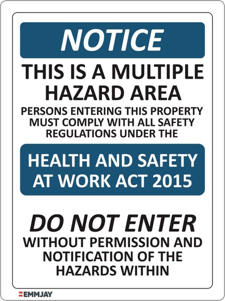 93 EMMJAY ACM 600x450mm shed / yard Hazard and Safety sign. Carousel 1