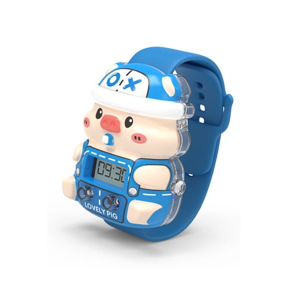 Blue Piggy Children's Watch Colorful Glowing Cute Cartoon Electronic Carousel 1