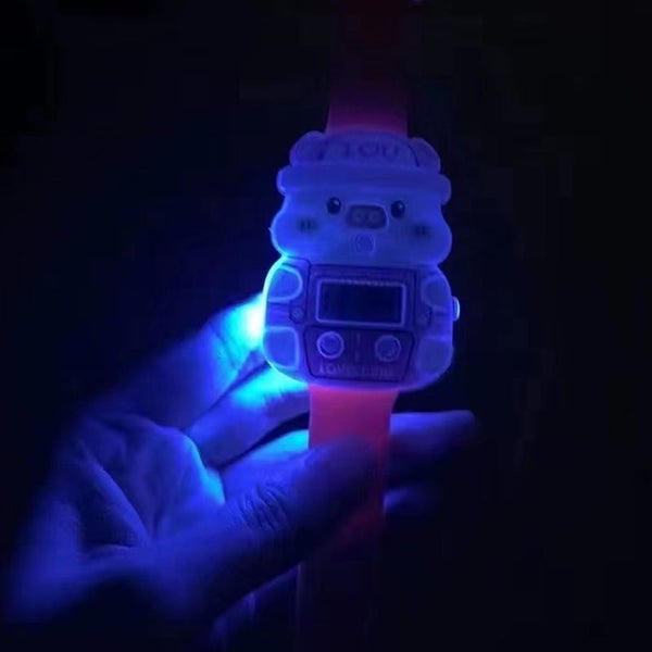 Blue Piggy Children's Watch Colorful Glowing Cute Cartoon Electronic Carousel 6