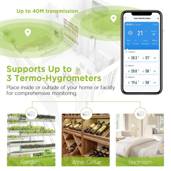 Weather Station Wireless with 3 Outdoor Sensors Thermometer Hygrometer Clock Carousel 5