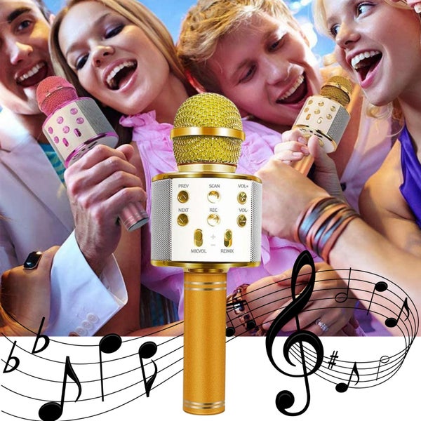 Portable Wireless Bluetooth USB Rechargeable Karaoke Microphone Carousel 2