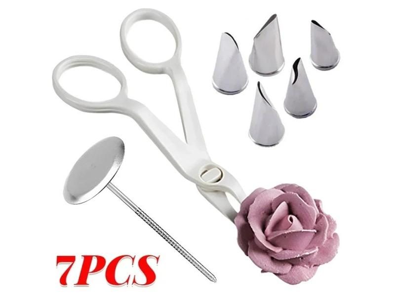 Flower Scissor Cake Tray Tulips Rose Nozzle Nail Decor Lifter Fondant Cream Carousel 2