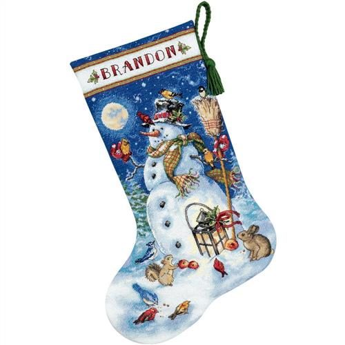Dimensions Counted Cross Stitch Kit - Snowman & Friends Stocking 16" Long Carousel 1