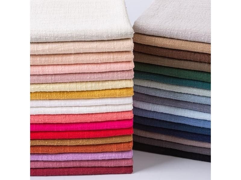 Solid Color Soft Thin Linen Cotton Fabric Organic Natural Flax For Sewing DIY Carousel 2