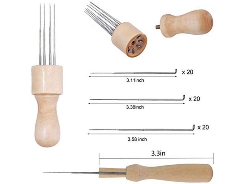 IMZAY 72Pcs Wool Felt Kit With 3 Sizes Felting Needles Wooden Handle Wool Felt Carousel 1