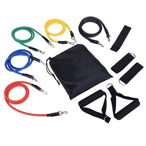 NEW 11Pcs Latex Resistance Bands Training Exercise Elastic Bands Carousel 10