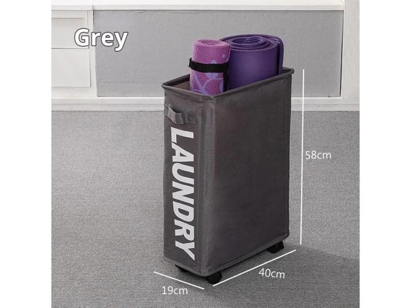 1pc 22" Rolling Slim Laundry Basket With Stand Foldable Waterproof Sorter Carousel 1