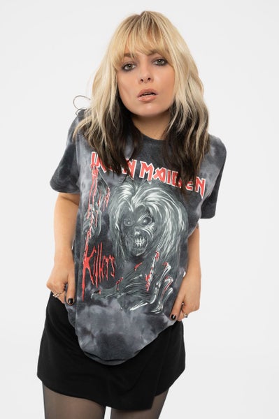 Iron Maiden T Shirt Ed Kills Again Band Logo new Official Unisex Black Dye Wash Carousel 5
