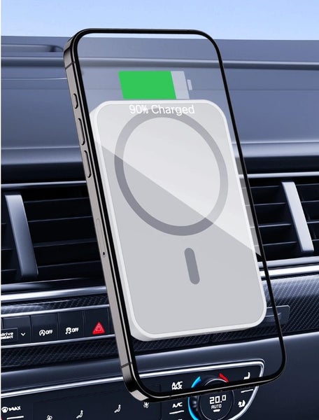 15W MagSafe Wireless Magnetic Charger Car Vent Mount - White Carousel 1