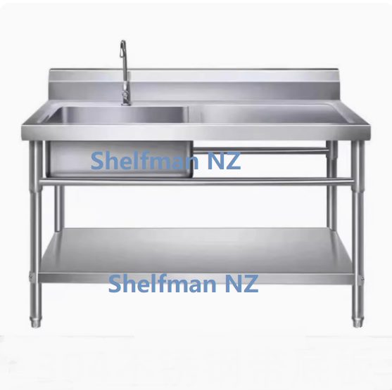 Stainless Steel Freestanding Left Sink with bench + splash back 1500*600*900mm Carousel 1