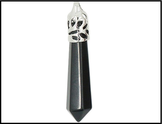 NATURAL Black Onyx gemstone point pendant Carousel 1