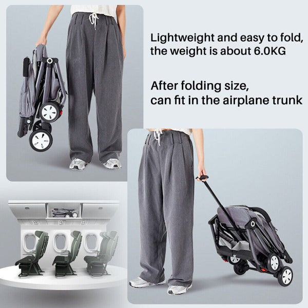 Baby Pram Double Travel Stroller Kids Toddler Foldable Pushchair Carry on Plane Carousel 9