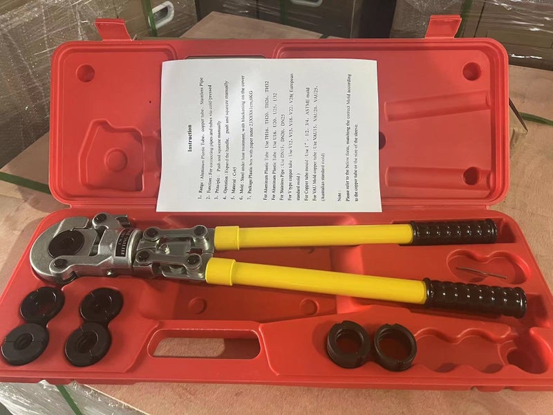 Pipe Crimping Tool Copper Crimper Tube Fittings Pressing Pliers 7x Dies w/ Box Carousel 1