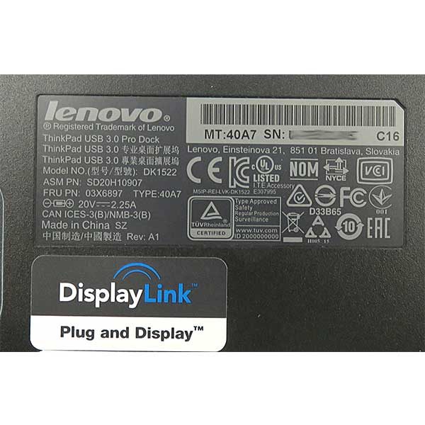 Lenovo DK1522 USB3.0 Pro Dock w/45w Power adapter Carousel 1