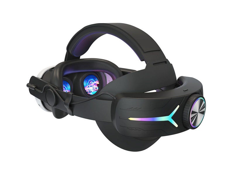For Meta Quest 3 VR Headset Rechargeable Elite Head Strap with RGB Light - Black Carousel 1