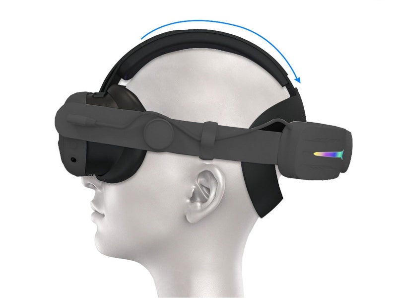 For Meta Quest 3 VR Headset Rechargeable Elite Head Strap with RGB Light - Black Carousel 2