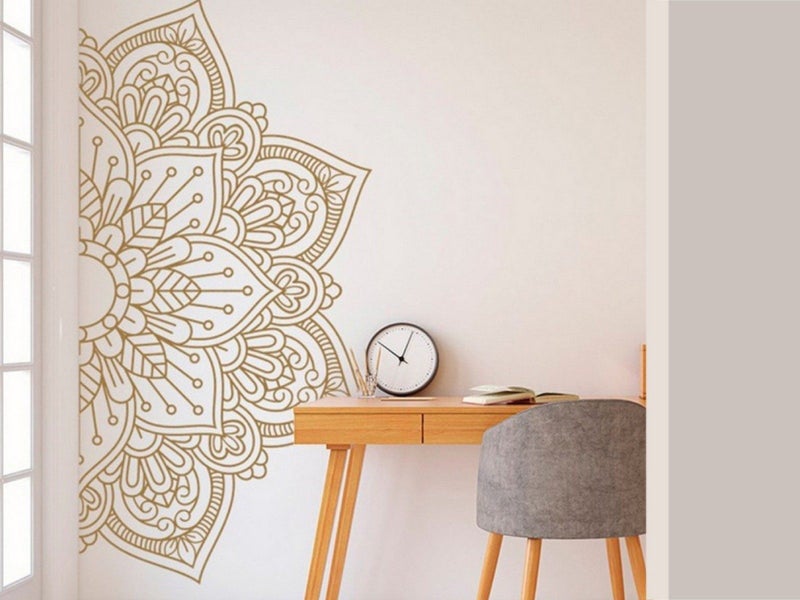 82x42cm Mandala Flower Half-Wall Sticker PVC Wall Art Decal Home Decor - Gold Carousel 1