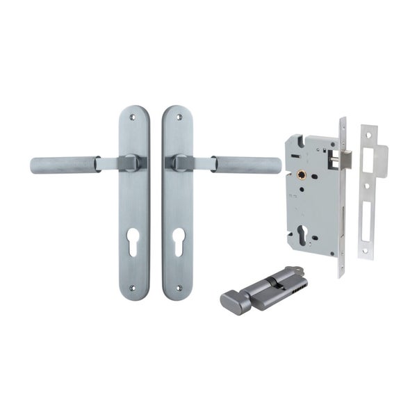 Iver Brunswick Door Lever on Oval Backplate Entrance Kit Key/Thumb Carousel 1