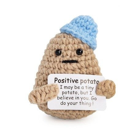 Mini Funny Positive Potato,3 Inch Knitted Crochet Doll,Ideal for Cheer Up Carousel 1