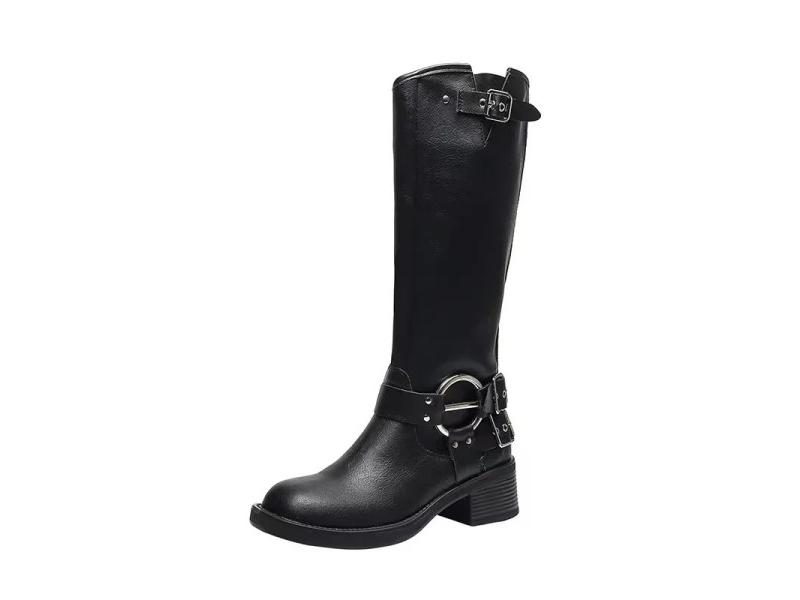 Knee High Boots Women Fashion Slip On Ladies Low Heel Knight Boots New Autumn Carousel 1
