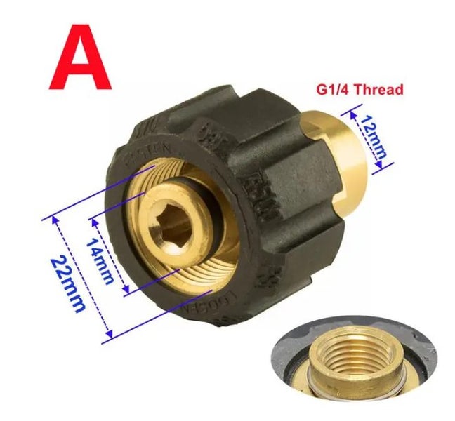 Pressure Washer Fitting Adapter G1/4 to M22 Converter Carousel 2