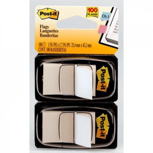 3M Post-It Flags 680-WE2 - White W25 x L43mm - Pkt/50 - Twin Pack [7010314970] Carousel 1