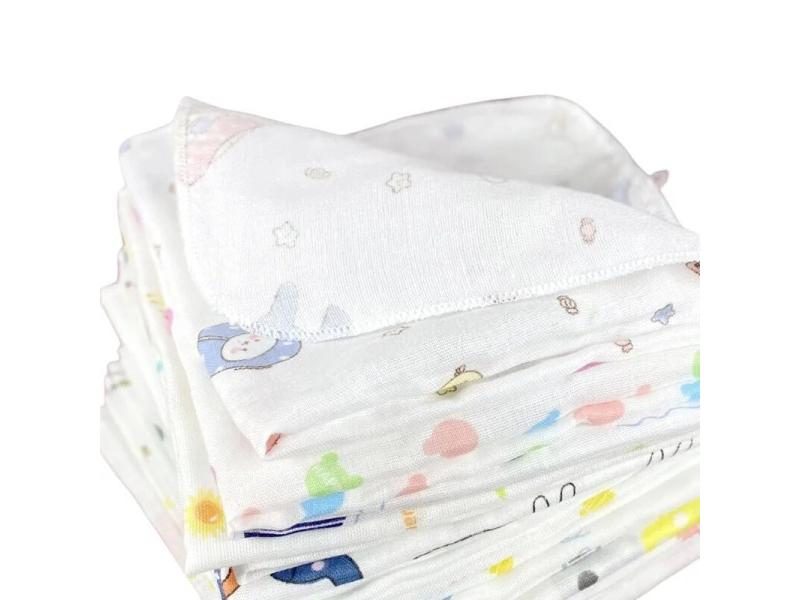 5pcs Pack 31*31cm Cotton Gauze Cartoon Newborn Infant Baby Face Hand Bathing Carousel 1