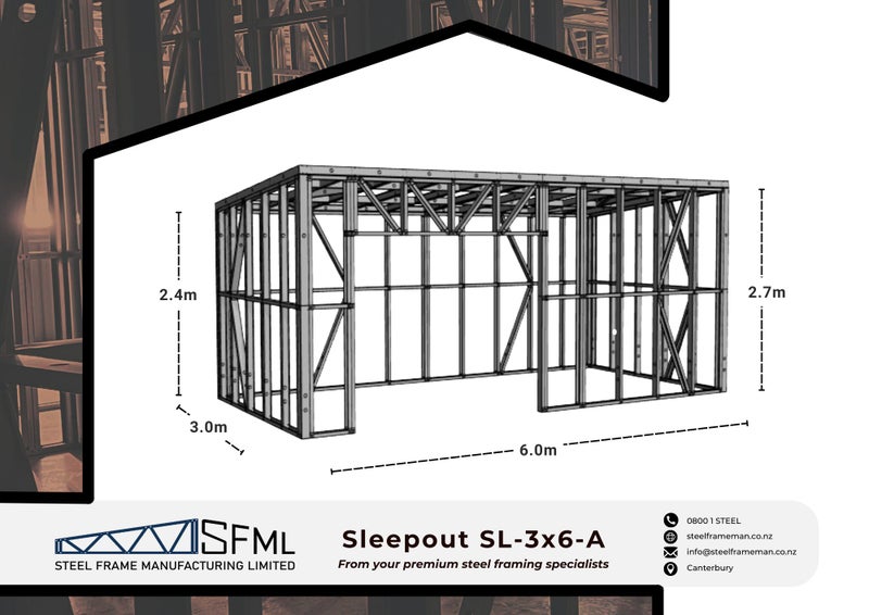 Sleepout Steel Frame Kitset - 3.0m x 6.0m *SPECIAL FREE DELIVERY OFFER!* Carousel 1