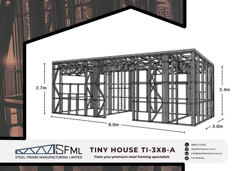 Tiny House Steel Frame Kitset - 3.0m x 8.0m *SPECIAL FREE DELIVERY OFFER!* Carousel 2