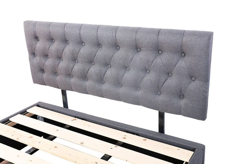 Sleepcenter Adjustable Button Headboard with 3 Drawers Bed Frame -Queen-Charcoal Carousel 4