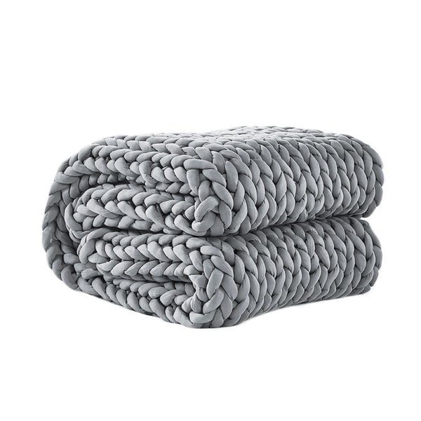 Dreamz Knitted Weighted Blanket Chunky Bulky Knit Throw Blanket 3KG Grey Carousel 1