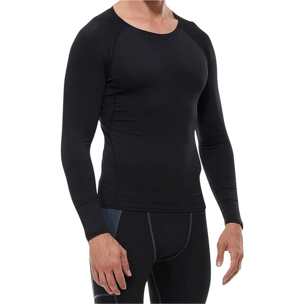 2 Pack Men's Long Sleeve Compression Workout T Shirts Quick Dry Carousel 1