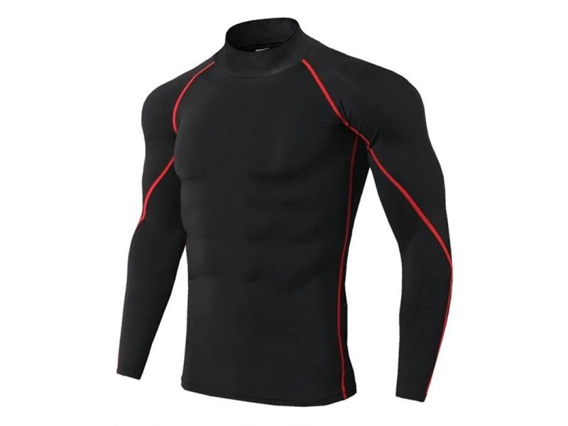 Men Bodybuilding Sport T-shirt Quick Dry Running Shirt Long Sleeve Compression Carousel 1