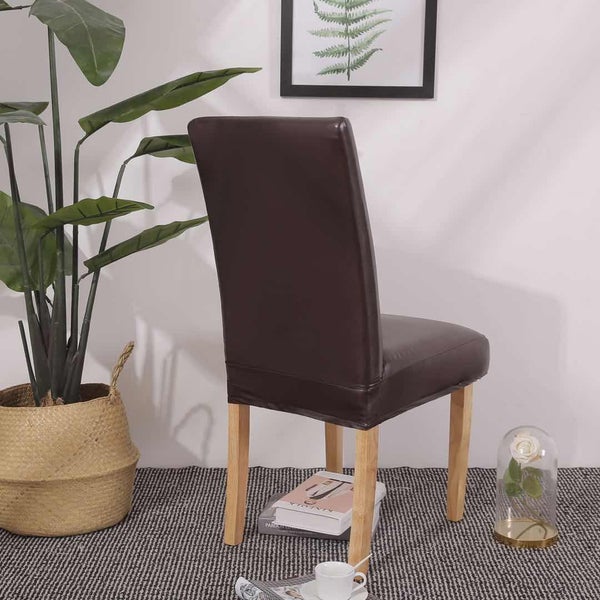 Synthetic Leather Dining Chair Cover-brown color Carousel 2