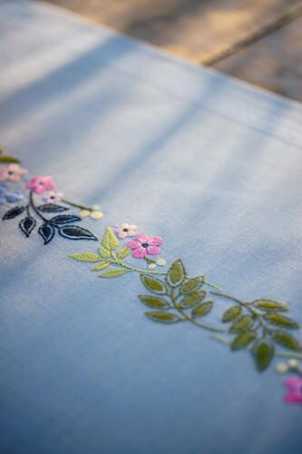 Vervaco Cross Stitch Table Runner Kit - Flowers & leaves Carousel 1