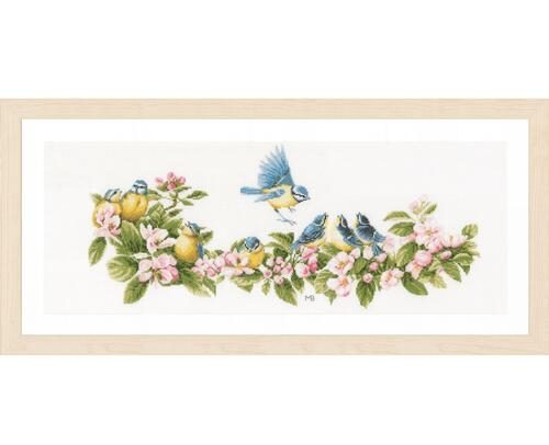 Lanarte Cross Stitch Kit - Blue tits & blossoms Carousel 1
