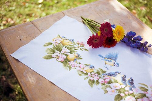Lanarte Cross Stitch Kit - Blue tits & blossoms Carousel 2