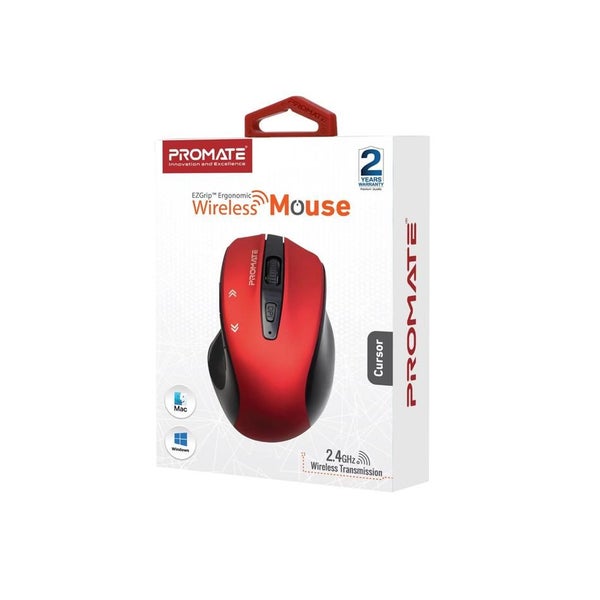 Promate Ezgrip Ergonomic Wireless Mouse CURSOR.RED Carousel 4