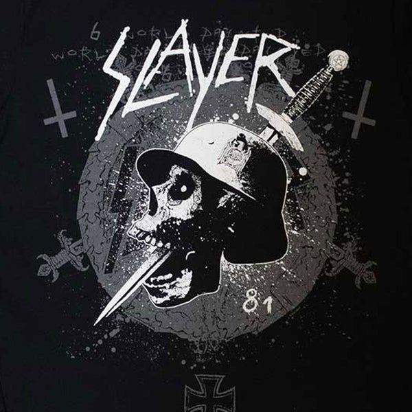 Slayer Dagger Skull Long Sleeve T Shirt Carousel 2