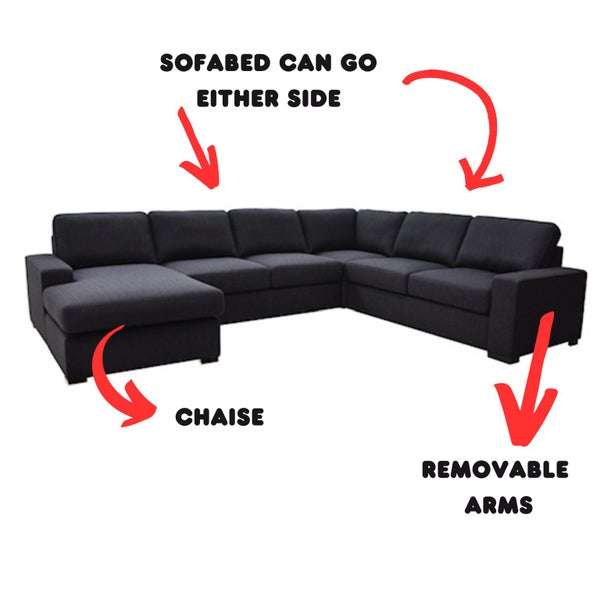 BRONSON 6 SEATER MODULAR LOUNGE SUITE | WITH SOFA BED Carousel 6