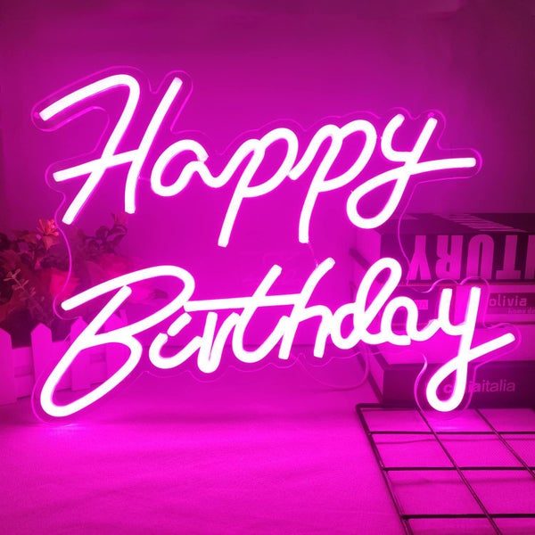 Neon Sign LED Tube Handmade Visual Bar Pub Club Wall Decor 'HAPPY BIRTHDAY' Carousel 1