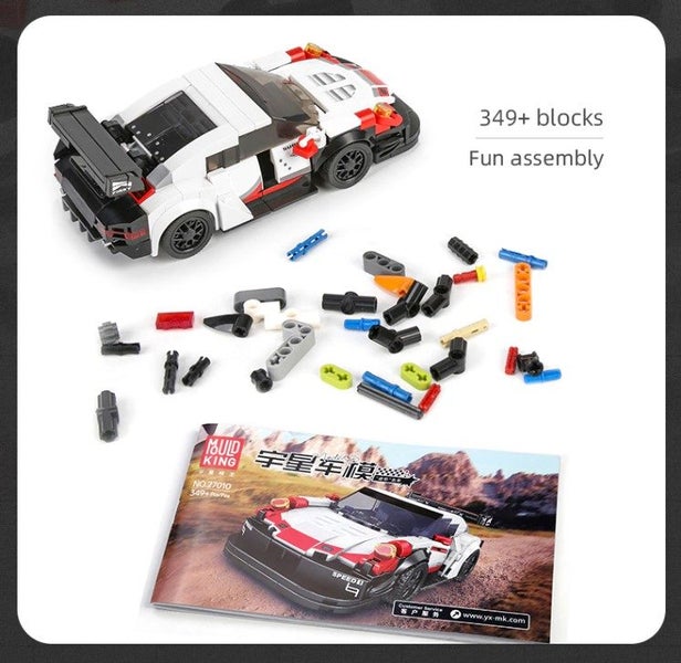 Porsche 911 - White Race Car- 349p - MouldKing Carousel 13