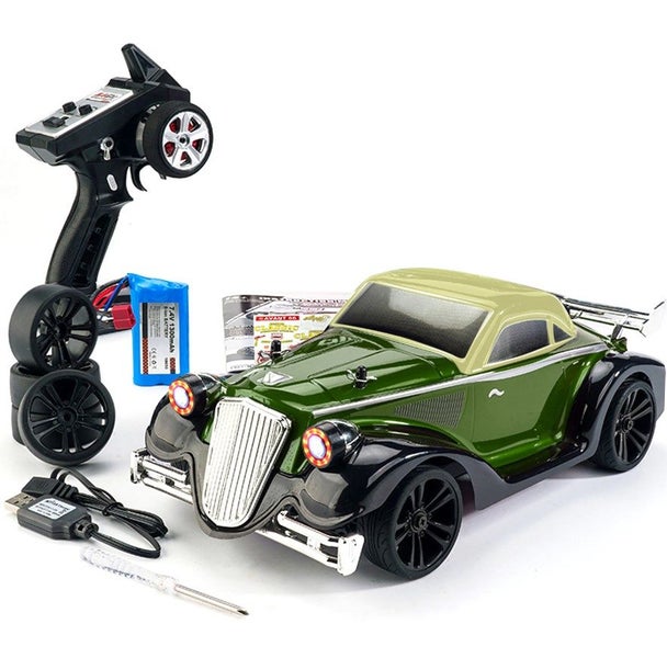 Retro Race Car - Drift Car - 16302 - RC Car - GREEN - 35km/h Carousel 1