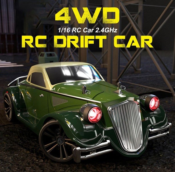 Retro Race Car - Drift Car - 16302 - RC Car - GREEN - 35km/h Carousel 2