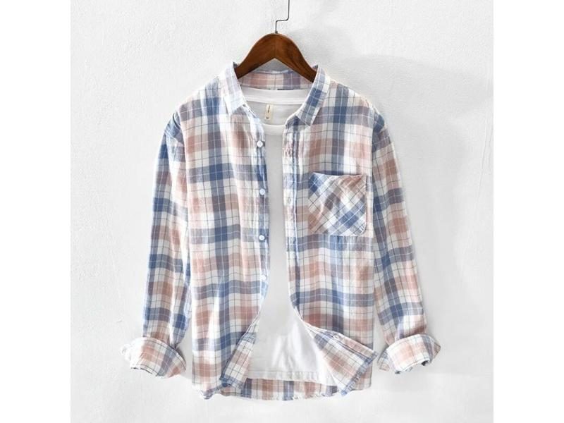 New Men's Plaid Shirts Long Sleeves Casual Cardigan Shirts Fashion Spring Carousel 2