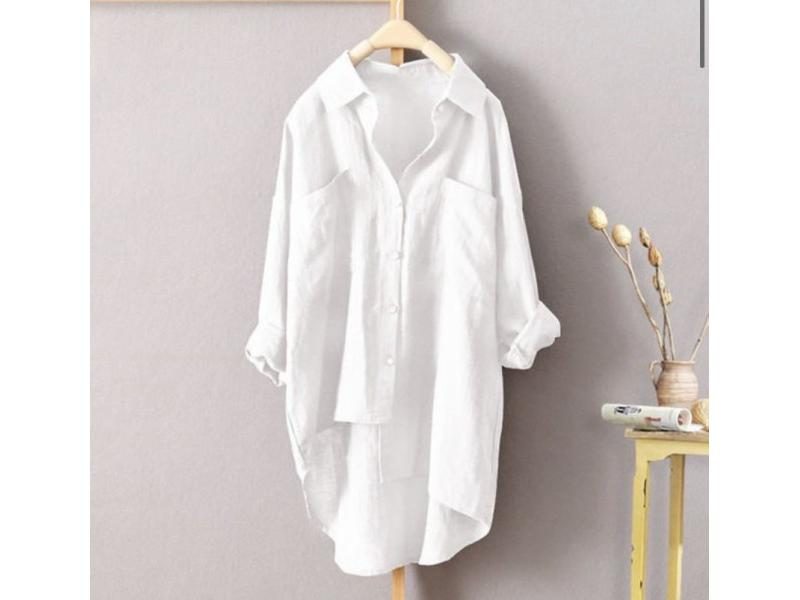 Women Shirts And Blouses Feminine Blouse Top Long Sleeve Casual White Turn-down Carousel 2